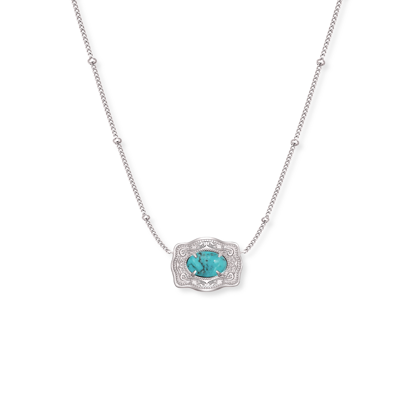 Ultra Mini Belt Buckle Necklace (Oasis) - Silver