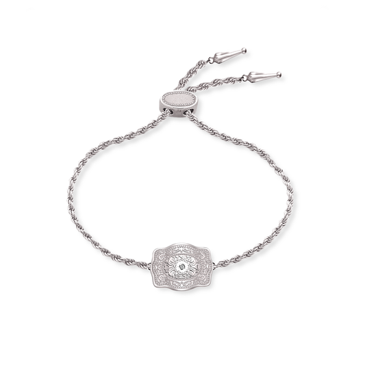 Amelia Rose ultra mini silver belt buckle bracelet with lariat chain - SpurWest western jewelry
