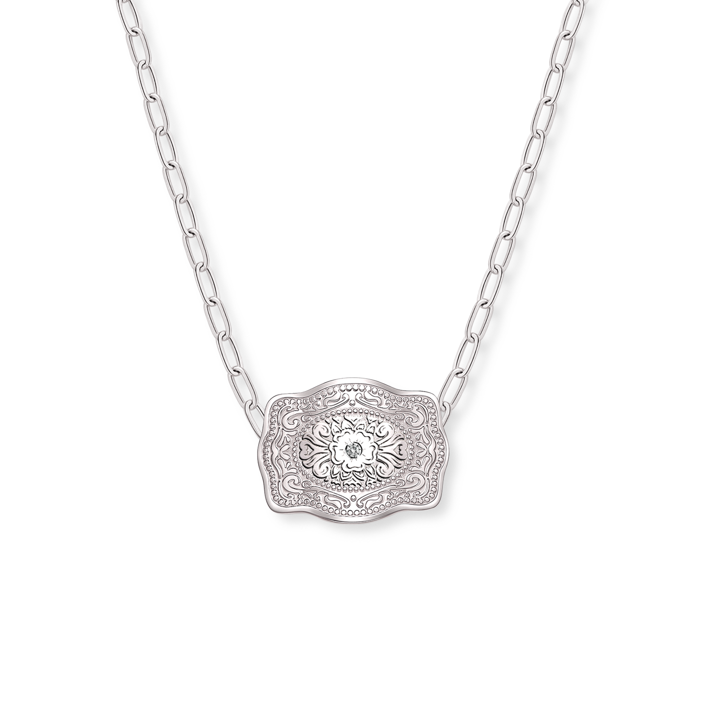 Mini Belt Buckle Necklace (Amelia Rose) - Silver