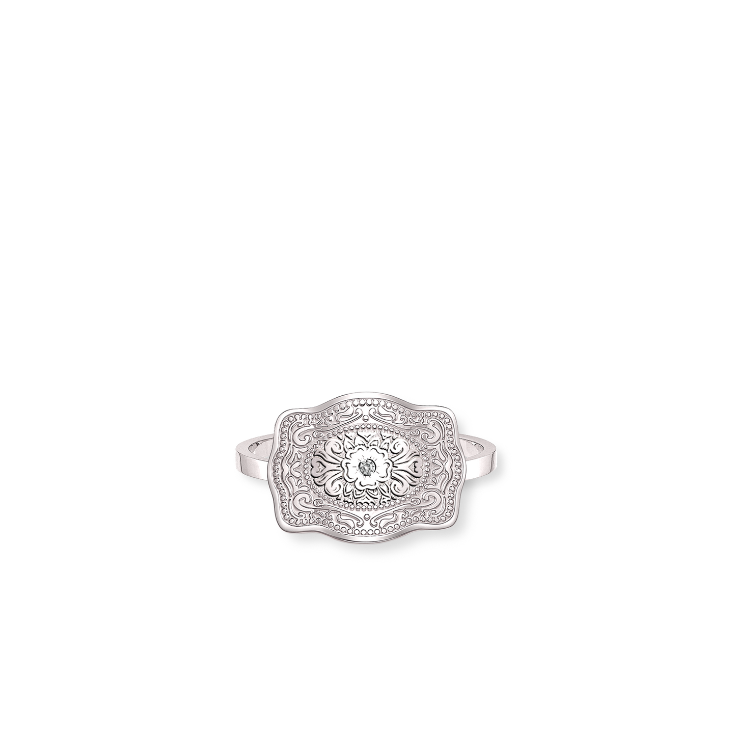 Mini Belt Buckle Ring (Amelia Rose) - Silver