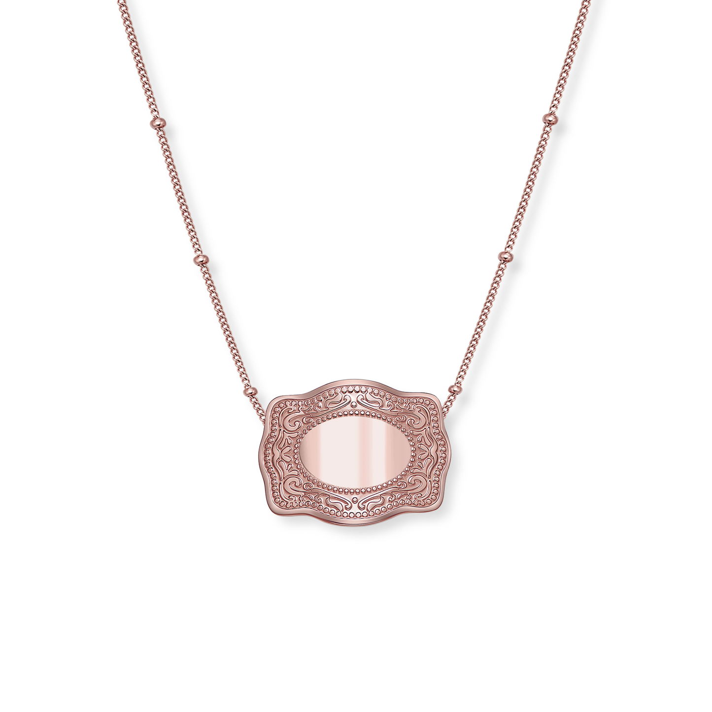 Mini Belt Buckle Necklace (Customizable) - Rose Gold