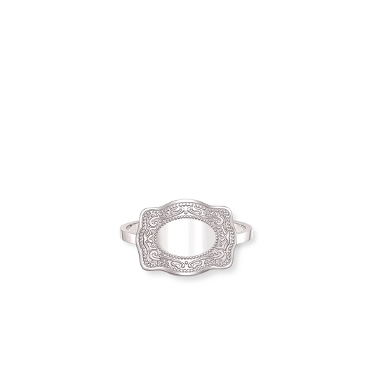 Custom mini silver belt buckle ring adjustable - SpurWest western jewelry