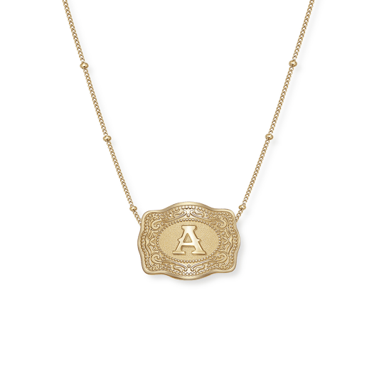 SpurWest Mini Belt Buckle Necklace (Initial) - Gold