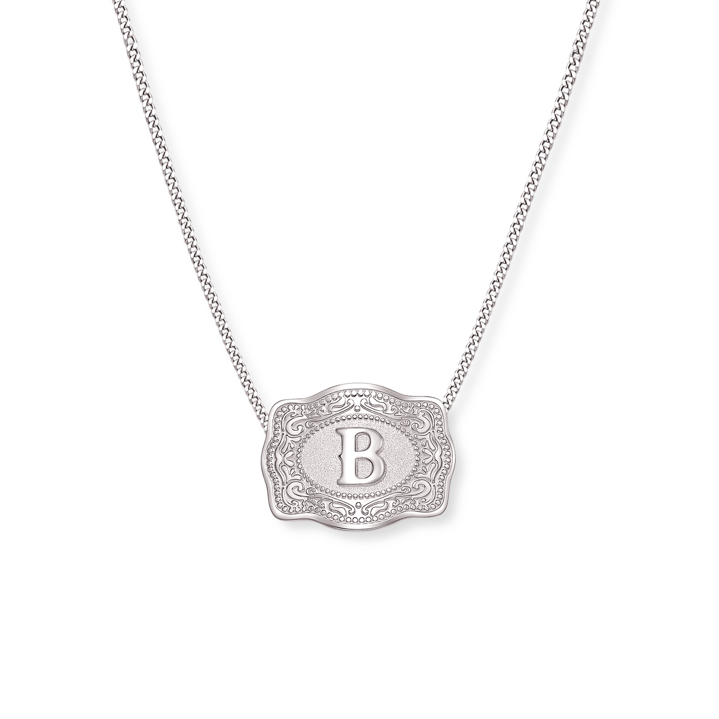 SpurWest Mini Belt Buckle Necklace (Initial) - Silver