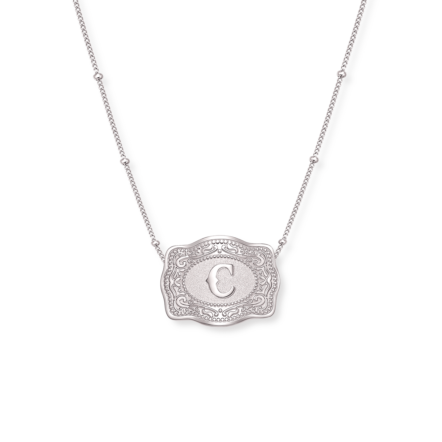 SpurWest Mini Belt Buckle Necklace (Initial) - Silver