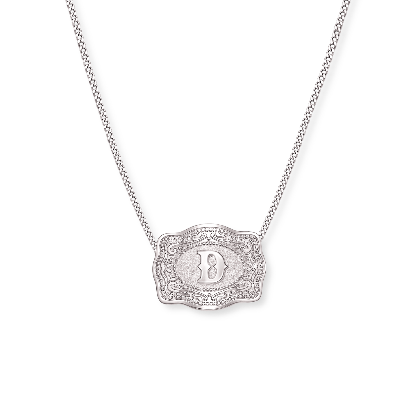 SpurWest Mini Belt Buckle Necklace (Initial) - Silver