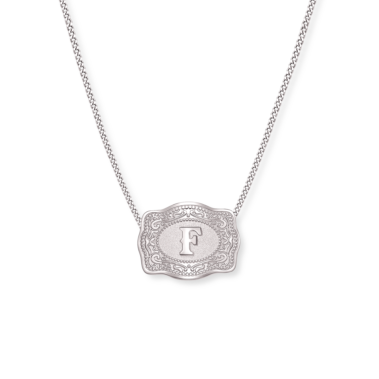 SpurWest Mini Belt Buckle Necklace (Initial) - Silver