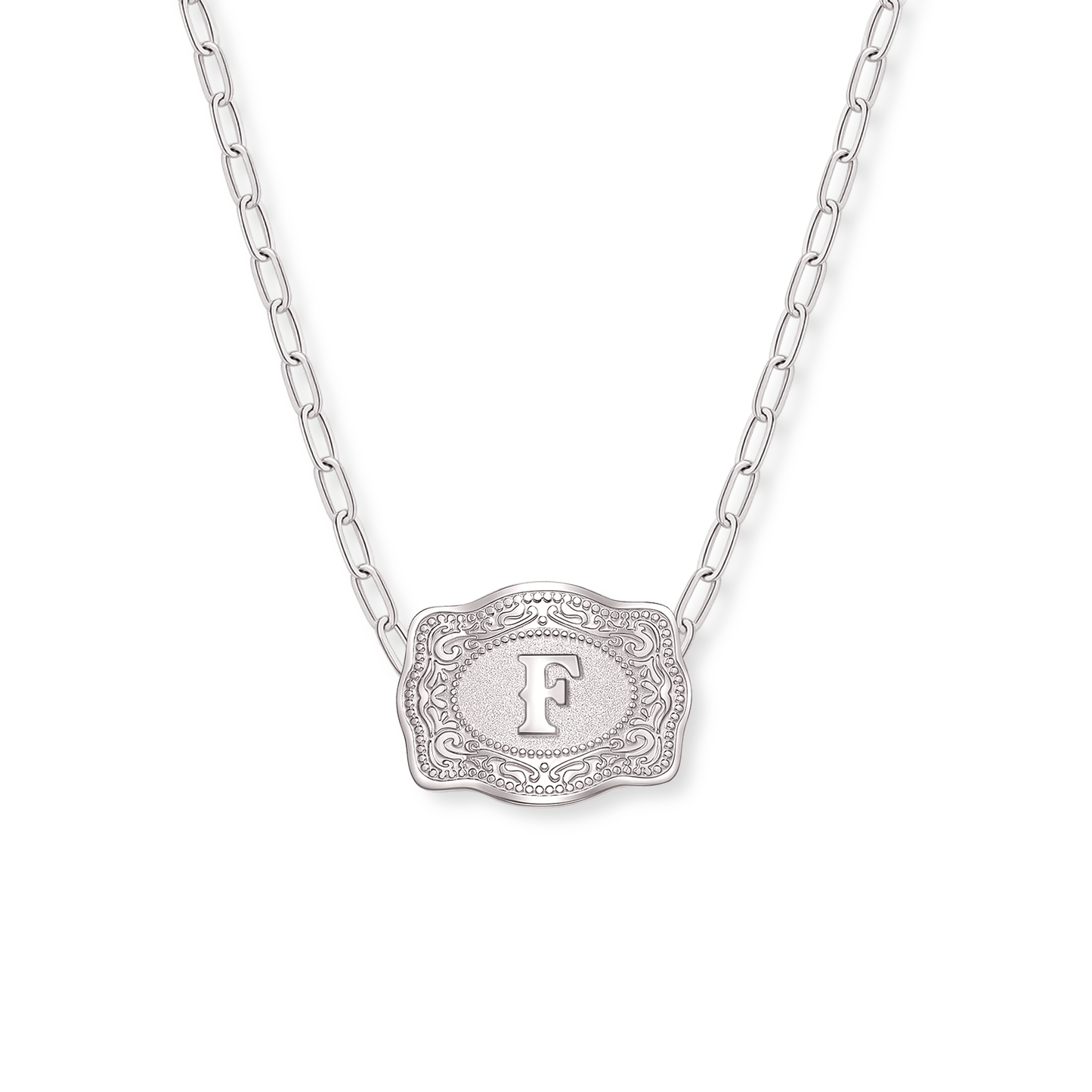 SpurWest Mini Belt Buckle Necklace (Initial) - Silver