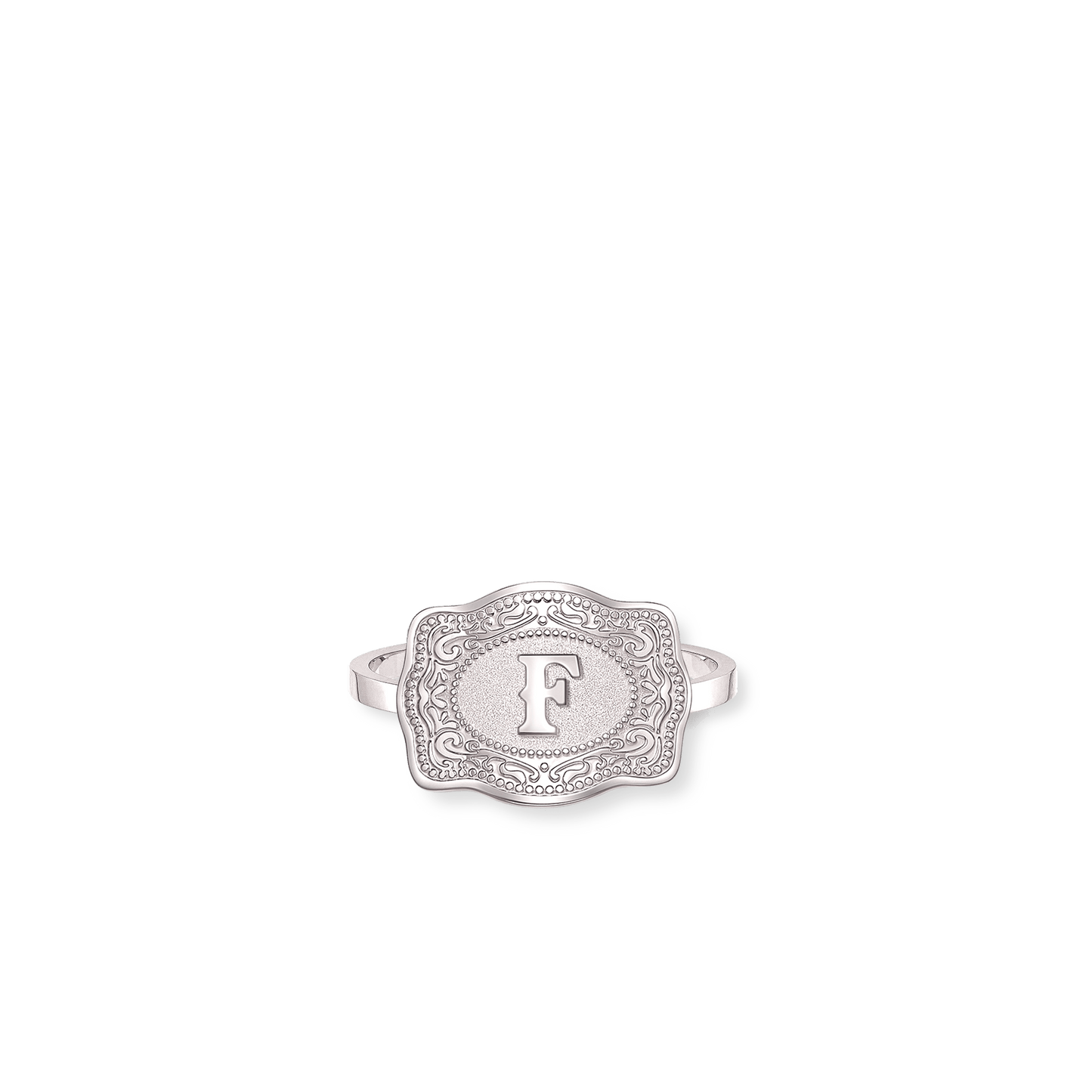 Mini Belt Buckle Ring (Initial) - Silver