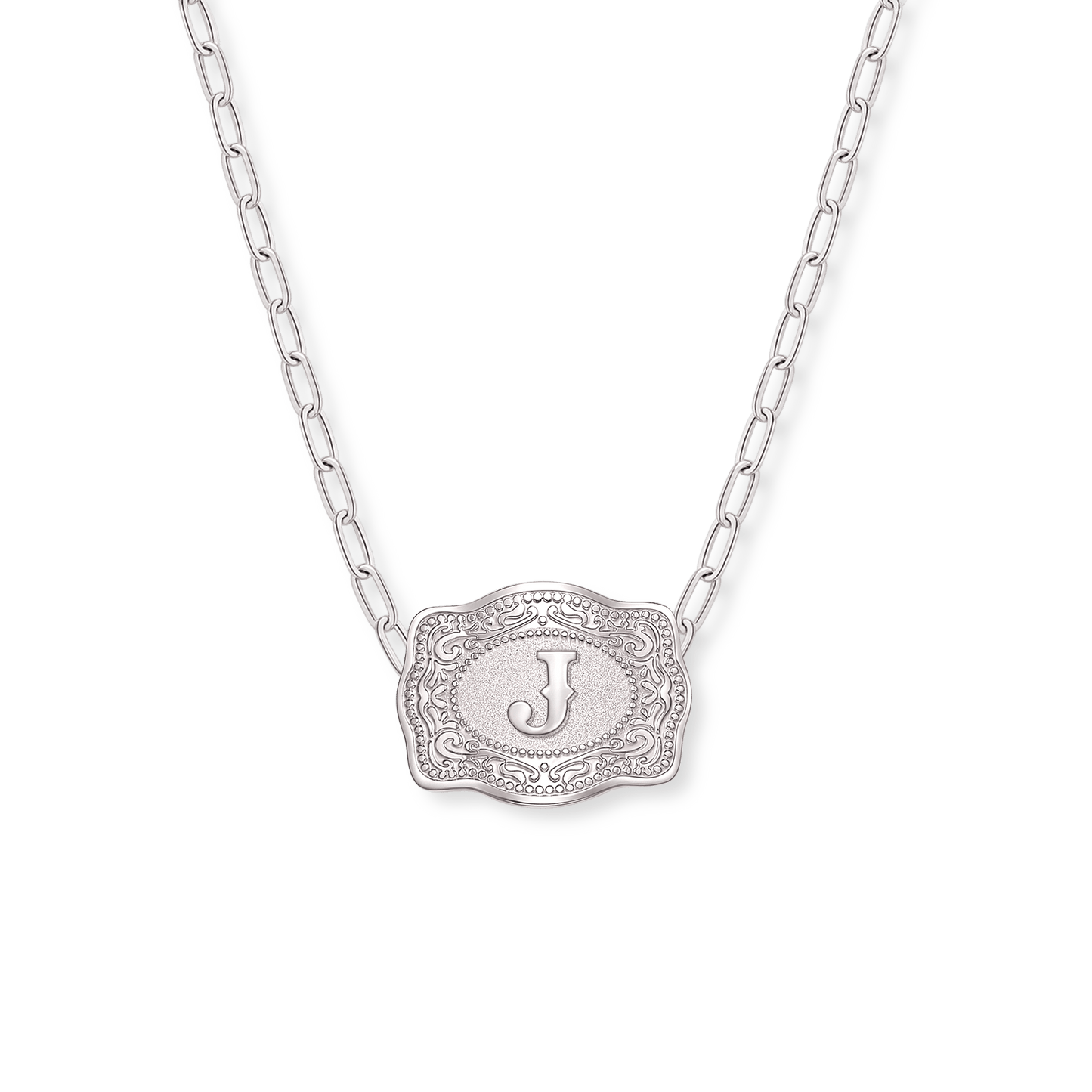 SpurWest Mini Belt Buckle Necklace (Initial) - Silver