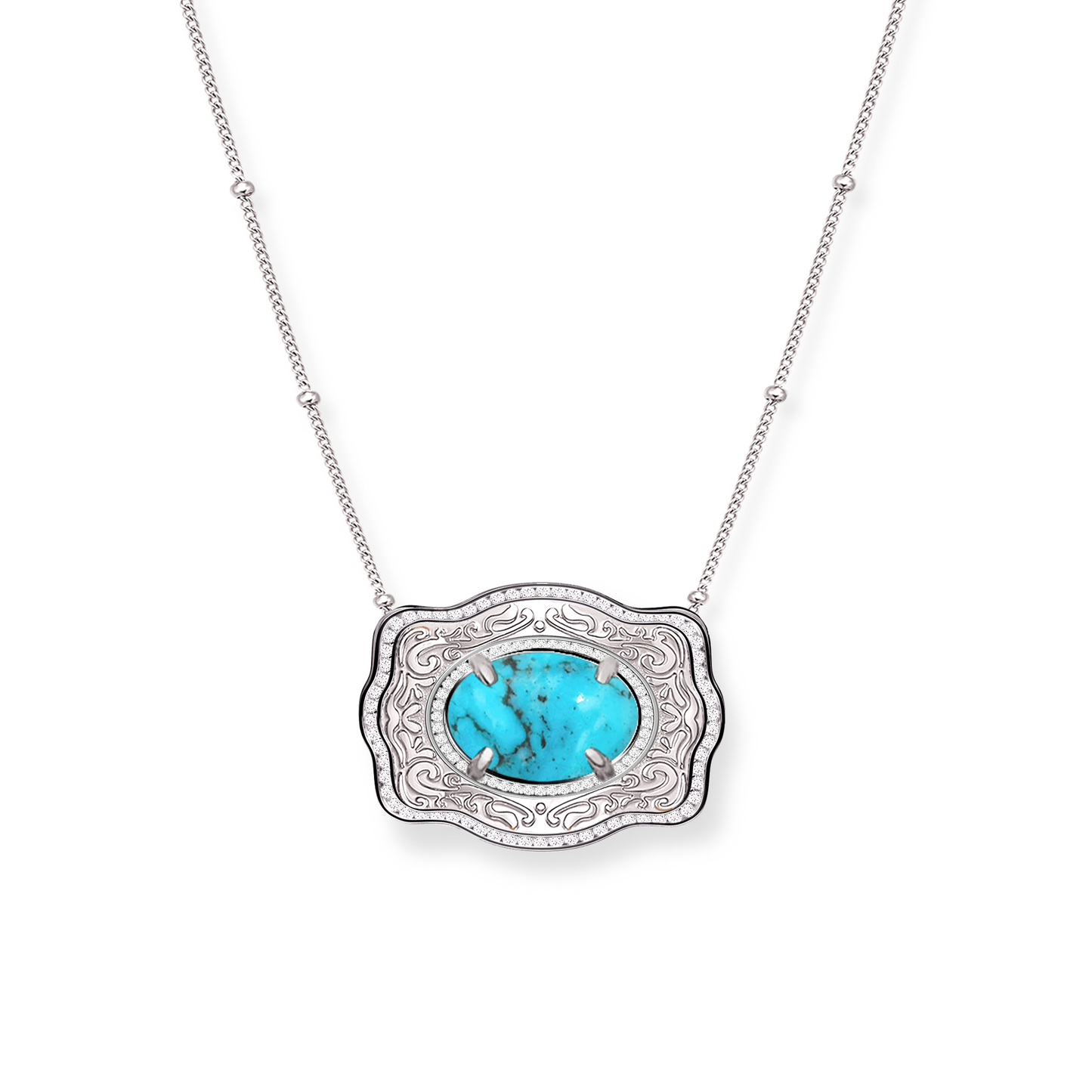 Belt Buckle Necklace (Oasis) - Silver