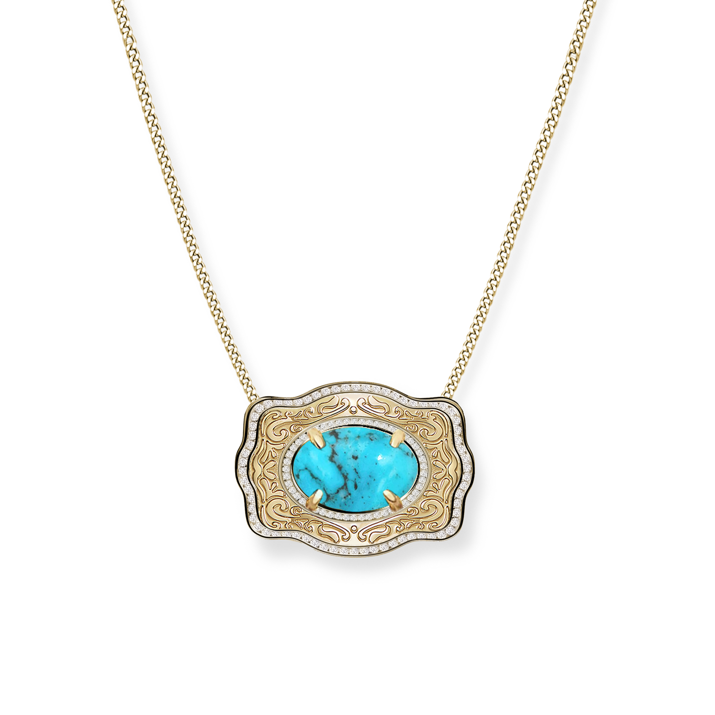 Belt Buckle Necklace (Oasis) - Gold
