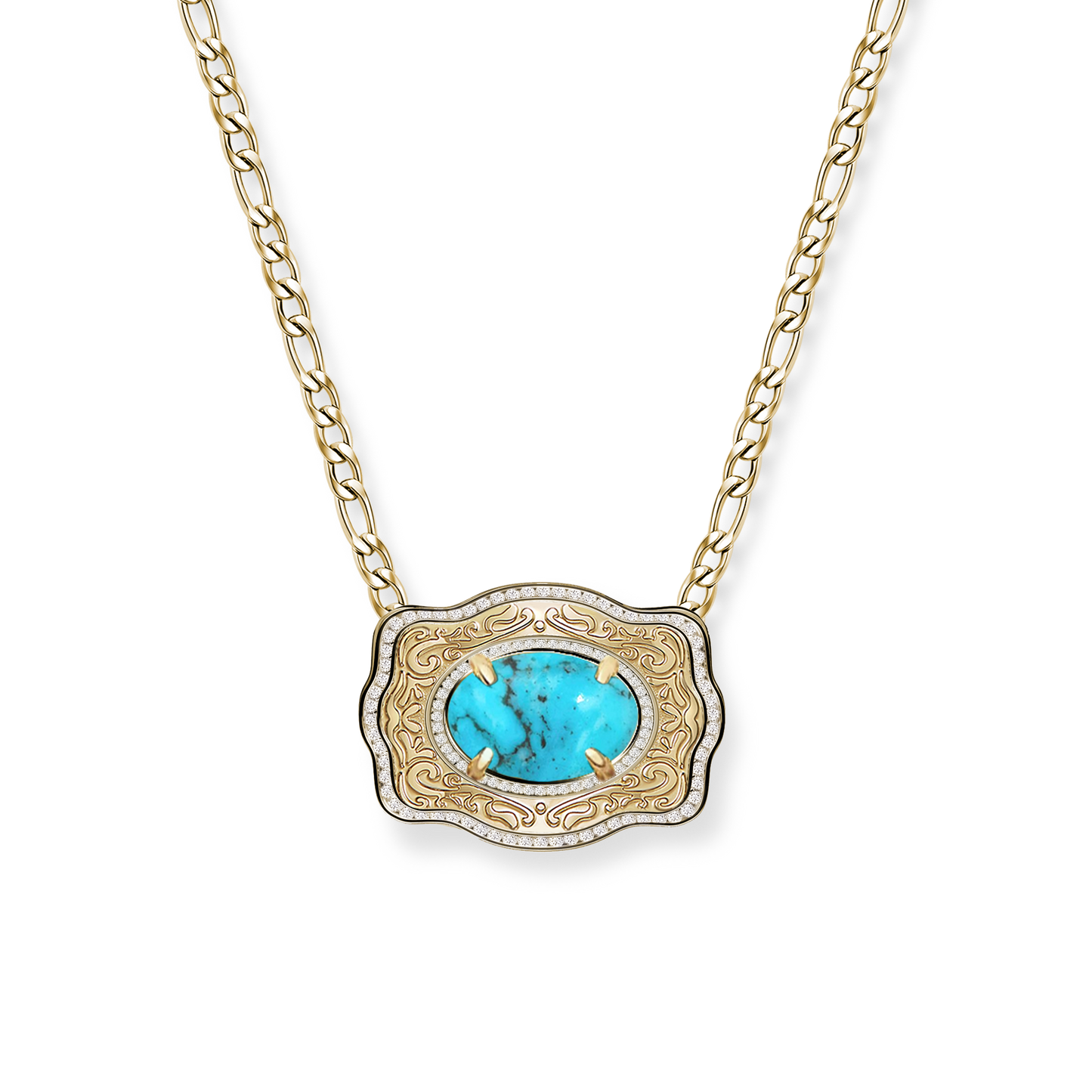 Belt Buckle Necklace (Oasis) - Gold