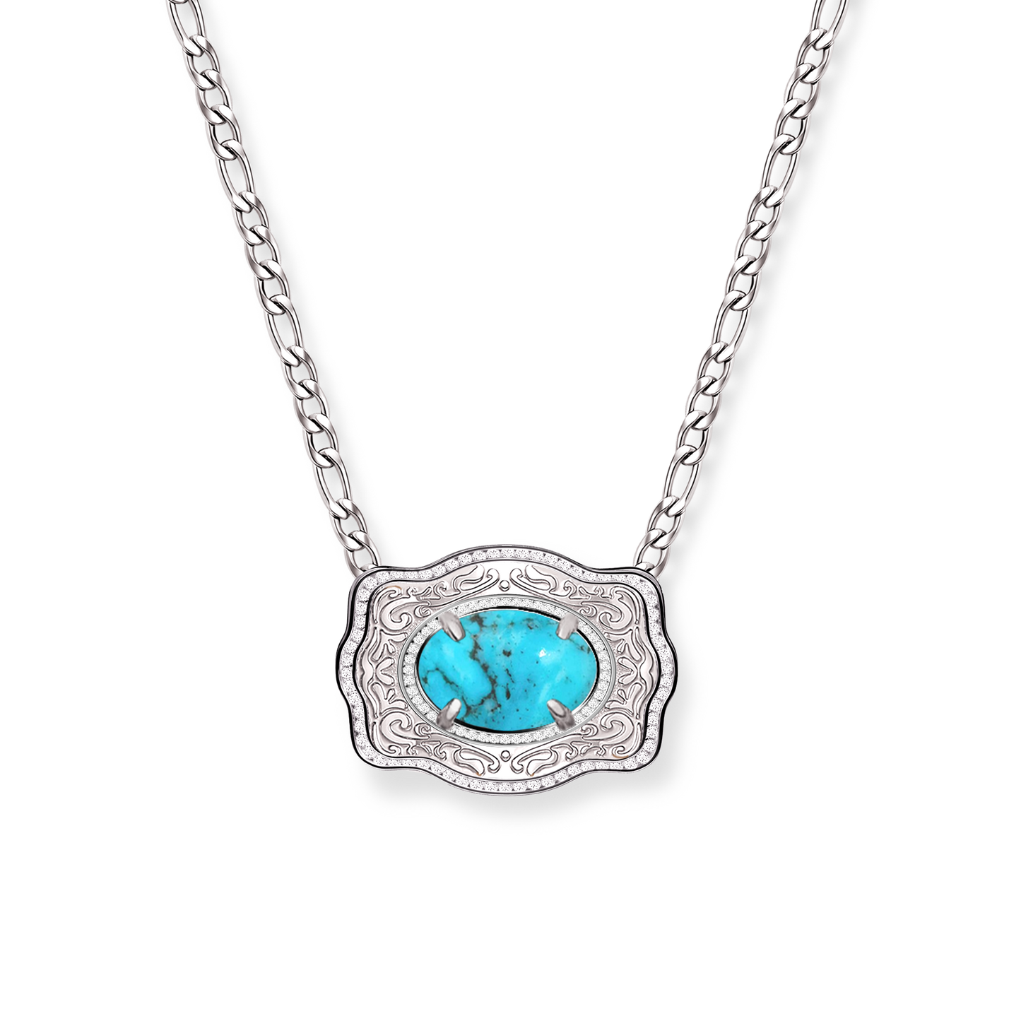 Belt Buckle Necklace (Oasis) - Silver