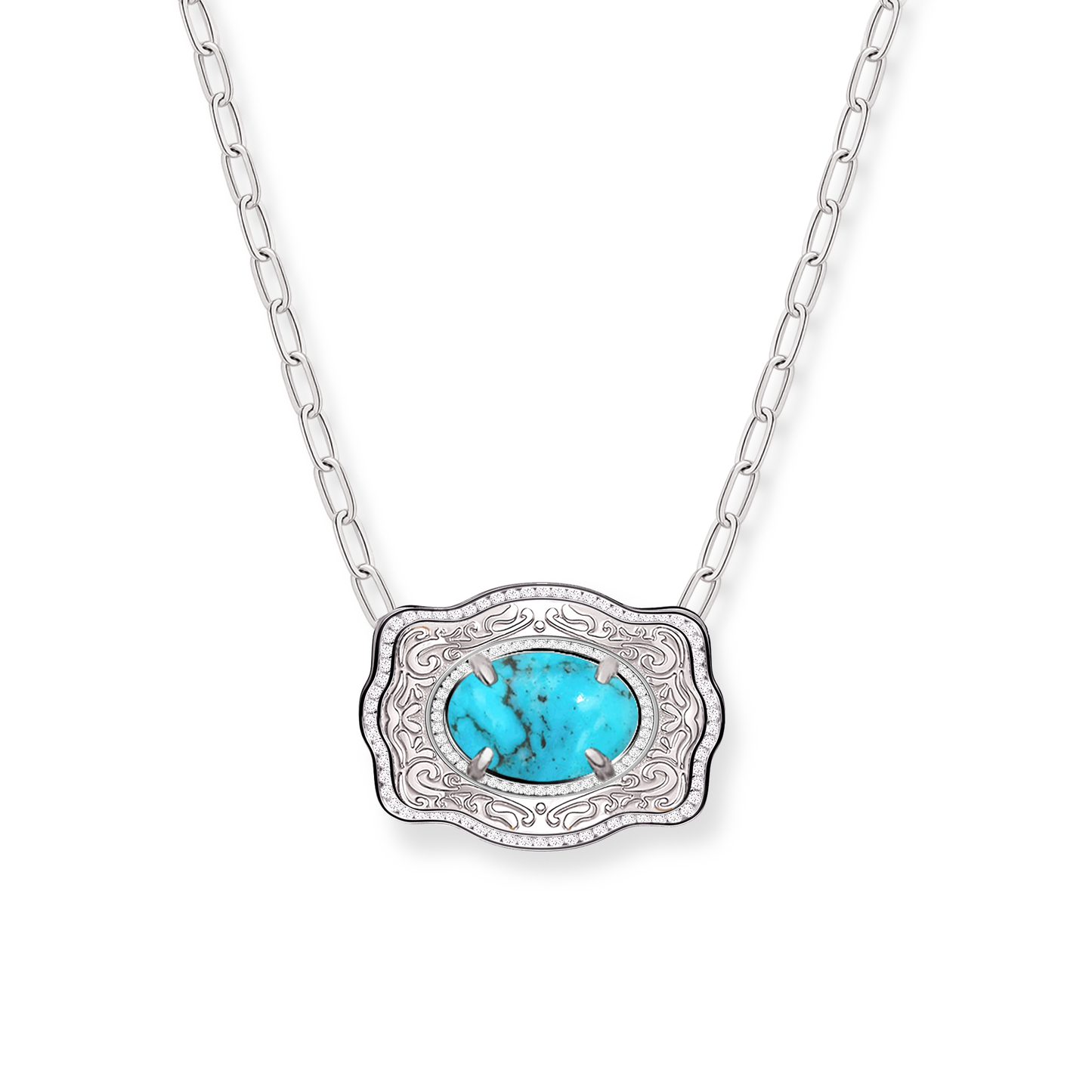 Belt Buckle Necklace (Oasis) - Silver