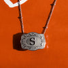 Embossed Initial Mini Belt Buckle Necklace