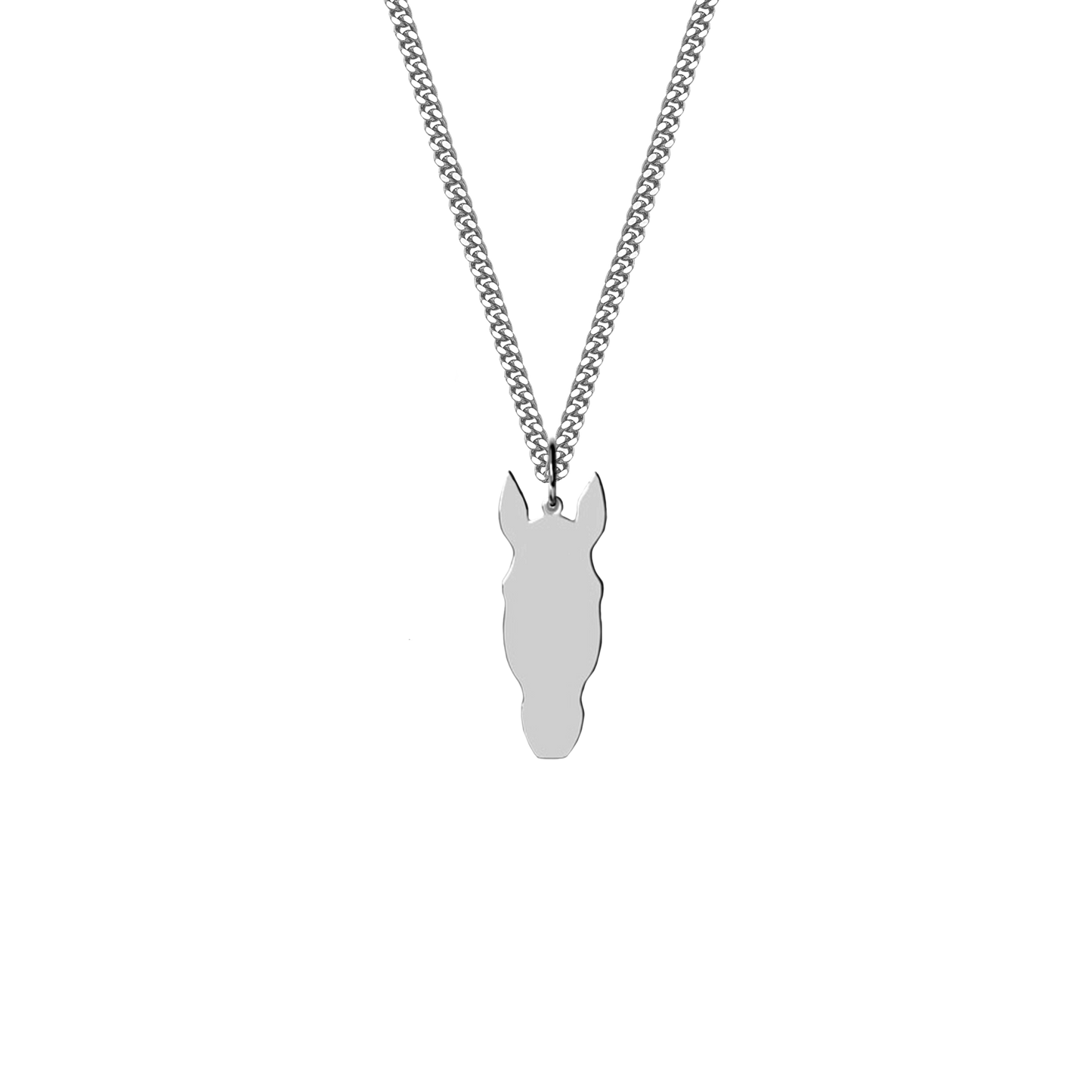 Custom silver horse necklace with curb chain - SpurWest personalized western jewelry