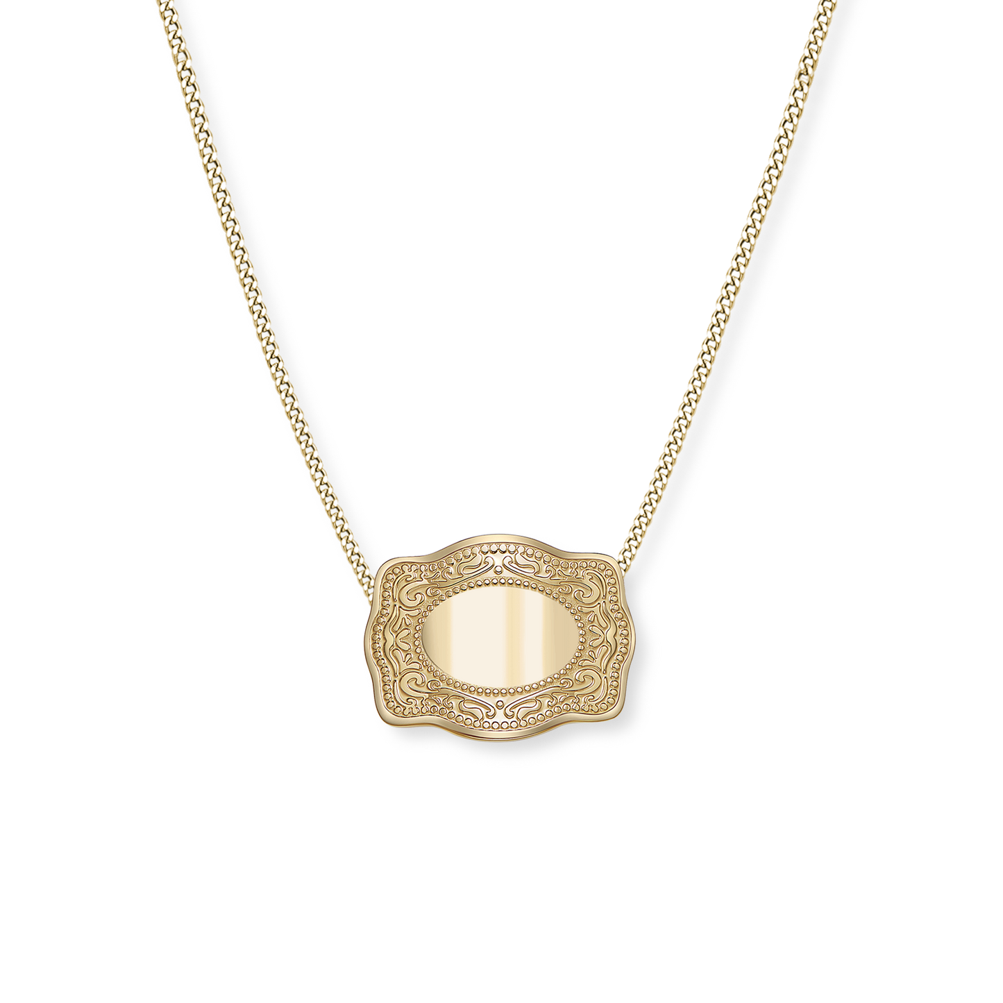 Mini Belt Buckle Necklace (Customizable) - Gold