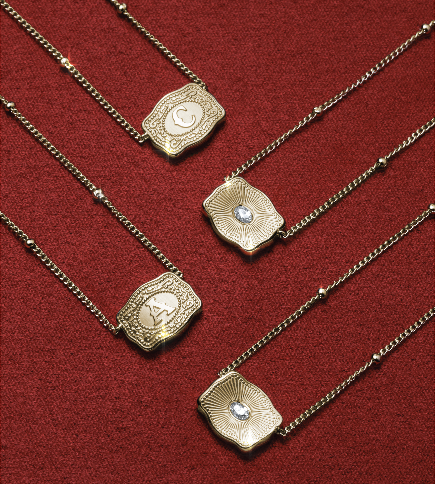 SpurWest Ultra Mini Belt Buckle Necklace (Initial) - Gold