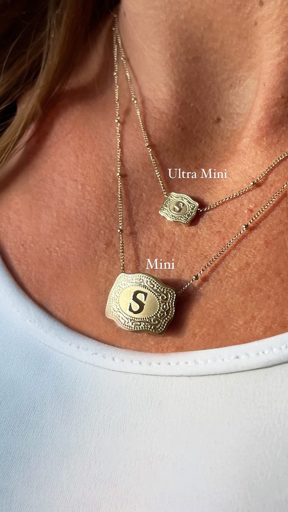 SpurWest Mini Belt Buckle Necklace (Initial) - Gold