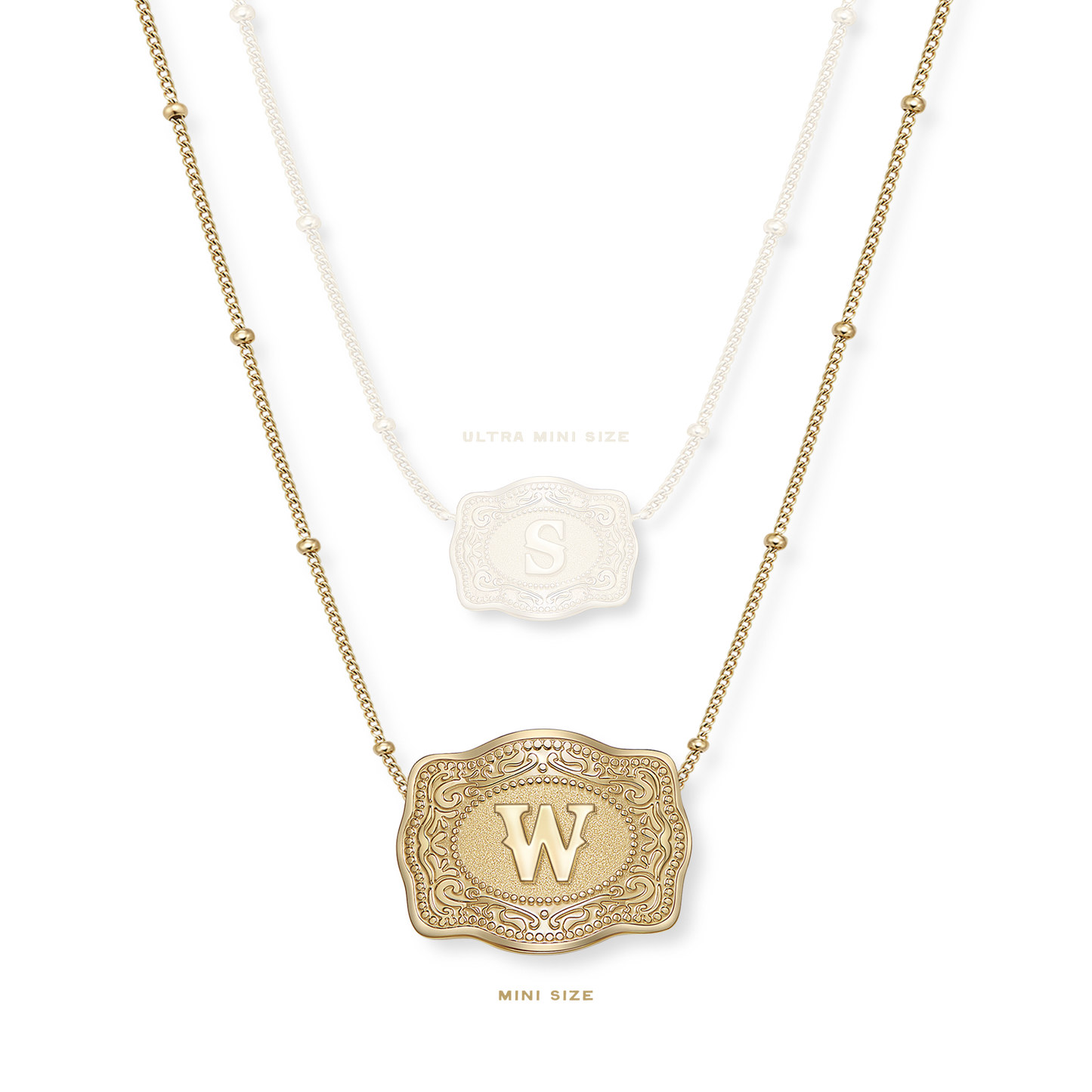 SpurWest Mini Belt Buckle Necklace (Initial) - Gold