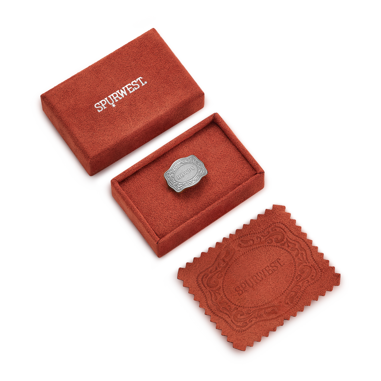 Howdy mini belt buckle ring gift box packaging - SpurWest western jewelry