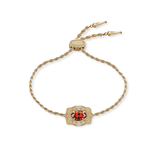 Ultra Mini Belt Buckle Birthstone Bracelet - Gold