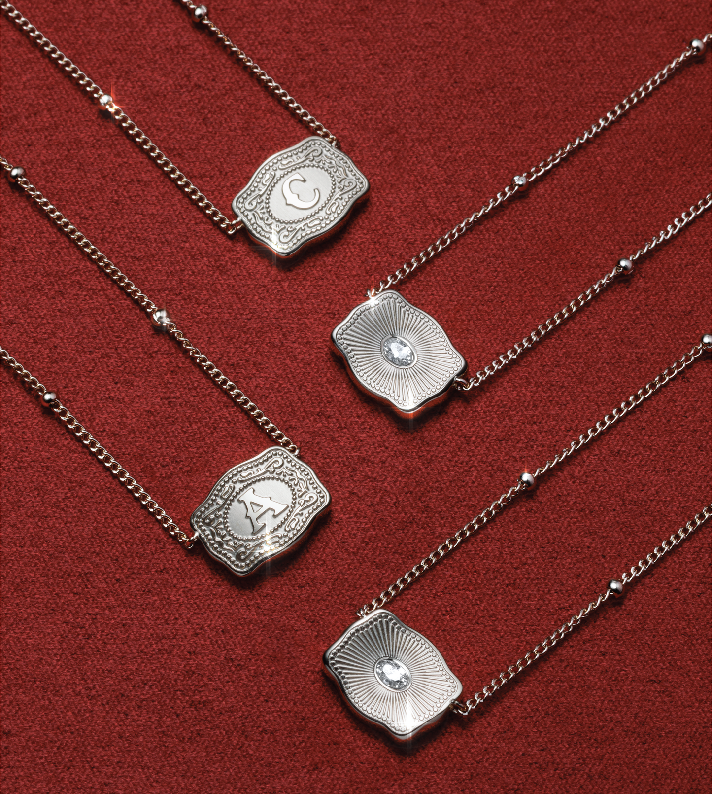 SpurWest Ultra Mini Belt Buckle Necklace (Initial) - Silver