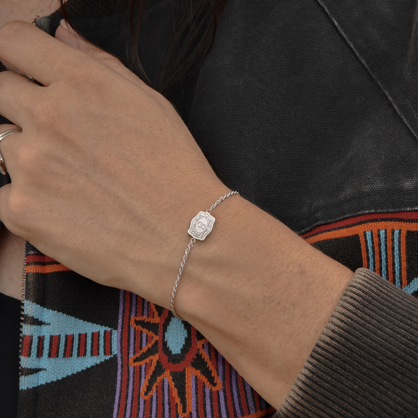 Ultra Mini Belt Buckle Bracelet (Amelia Rose) - Silver