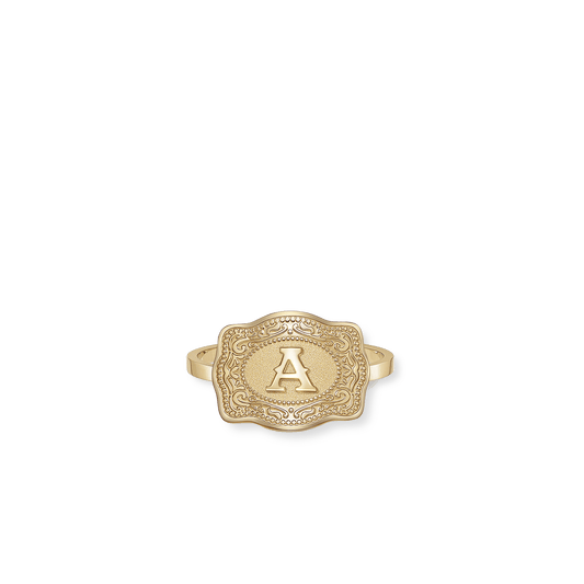 SpurWest Mini Belt Buckle Ring (Initial) - Gold