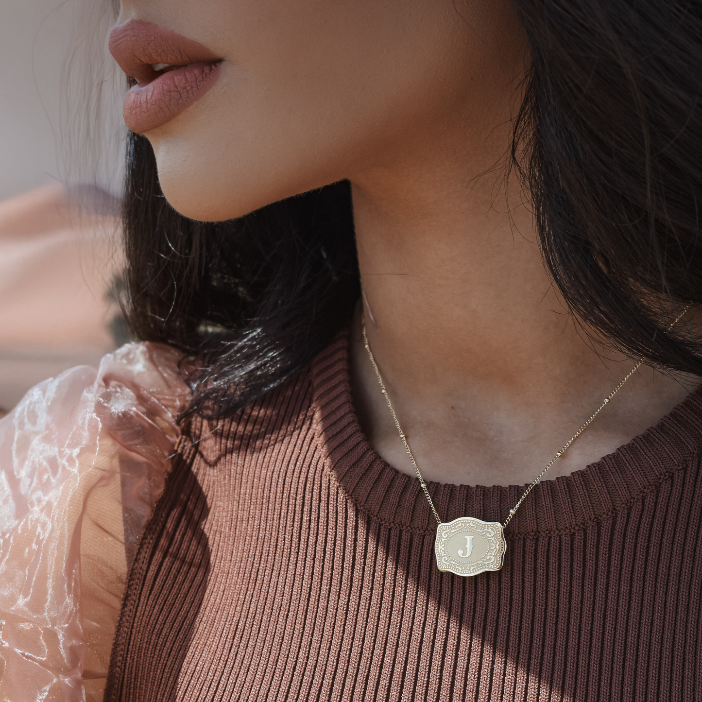 SpurWest Mini Belt Buckle Necklace (Initial) - Gold