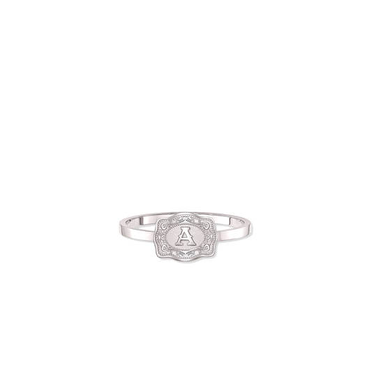NEW SpurWest Ultra Mini Belt Buckle Ring (Initial) - Silver