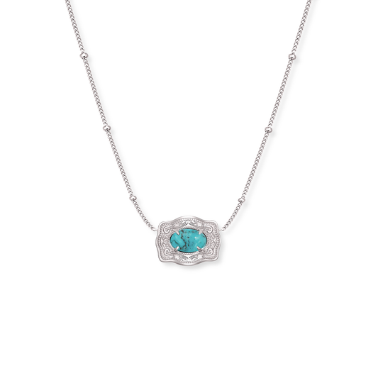 Ultra Mini Belt Buckle Necklace (Oasis) - Silver