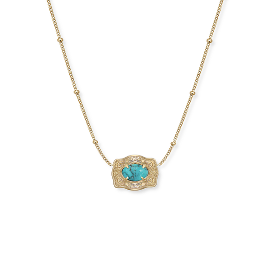 Ultra Mini Belt Buckle Necklace (Oasis) - Gold