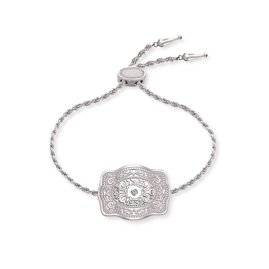 Mini Belt Buckle Bracelet (Amelia Rose) - Silver