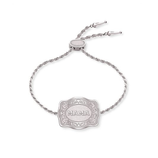 Mini Belt Buckle Bracelet (Mama) - Silver