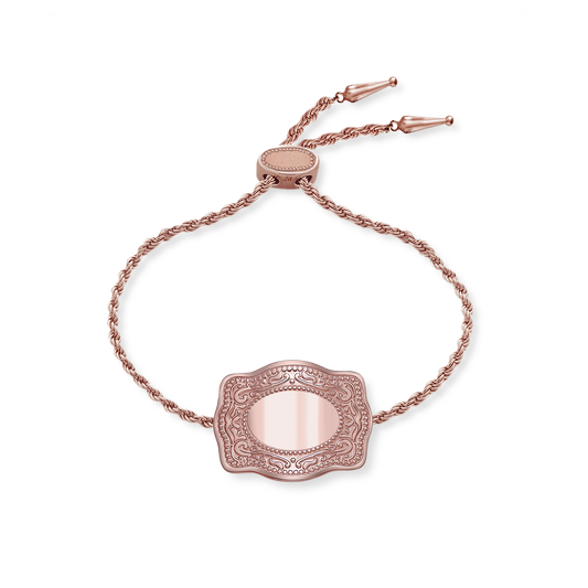 Mini Belt Buckle Bracelet (Customizable) - Rose Gold