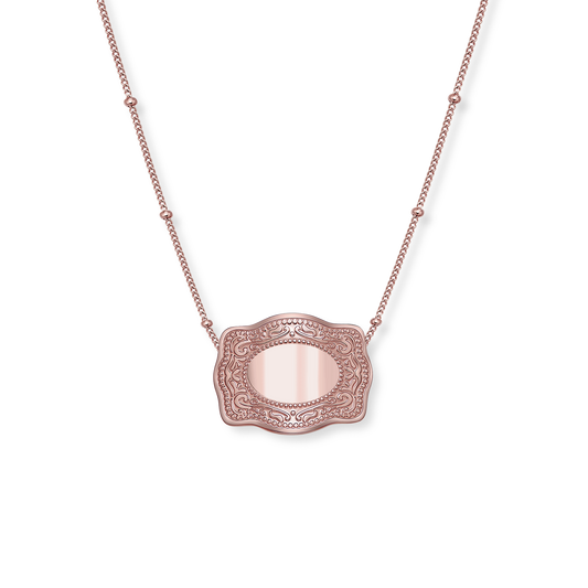 Mini Belt Buckle Necklace (Customizable) - Rose Gold