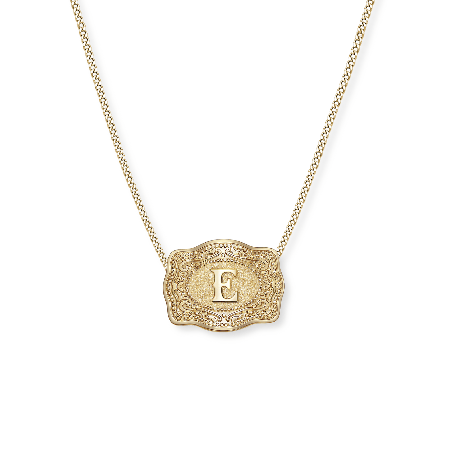 Mini Belt Buckle Necklace (Initial) - Gold
