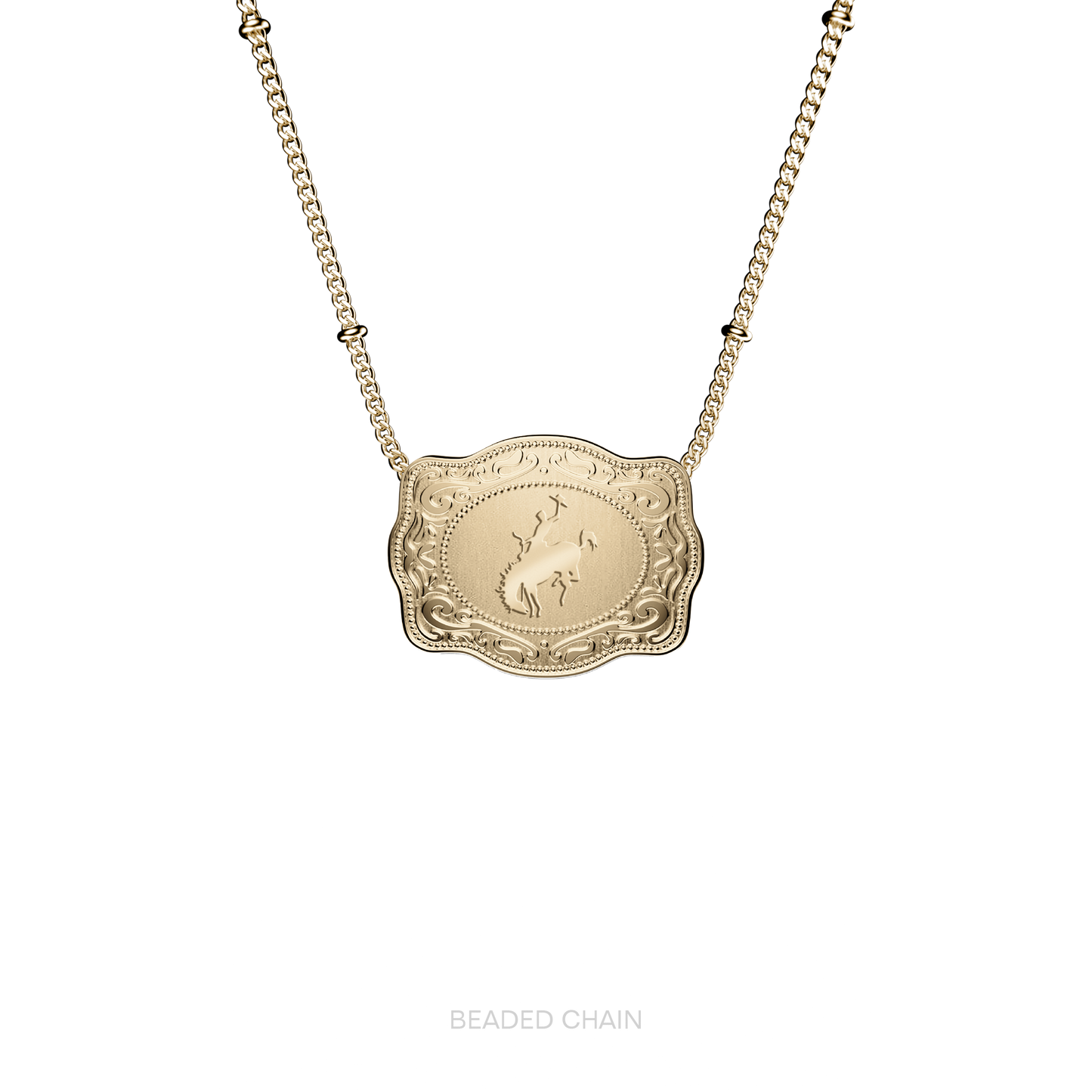 Mini Belt Buckle Necklace (Bronc) - Gold