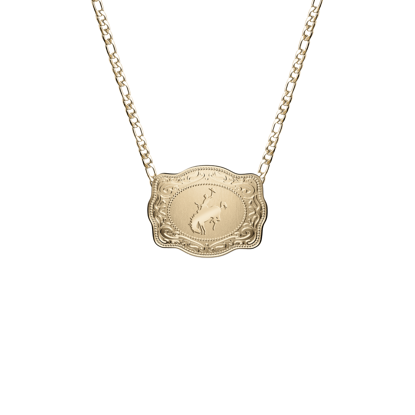 Mini Belt Buckle Necklace (Bronc) - Gold