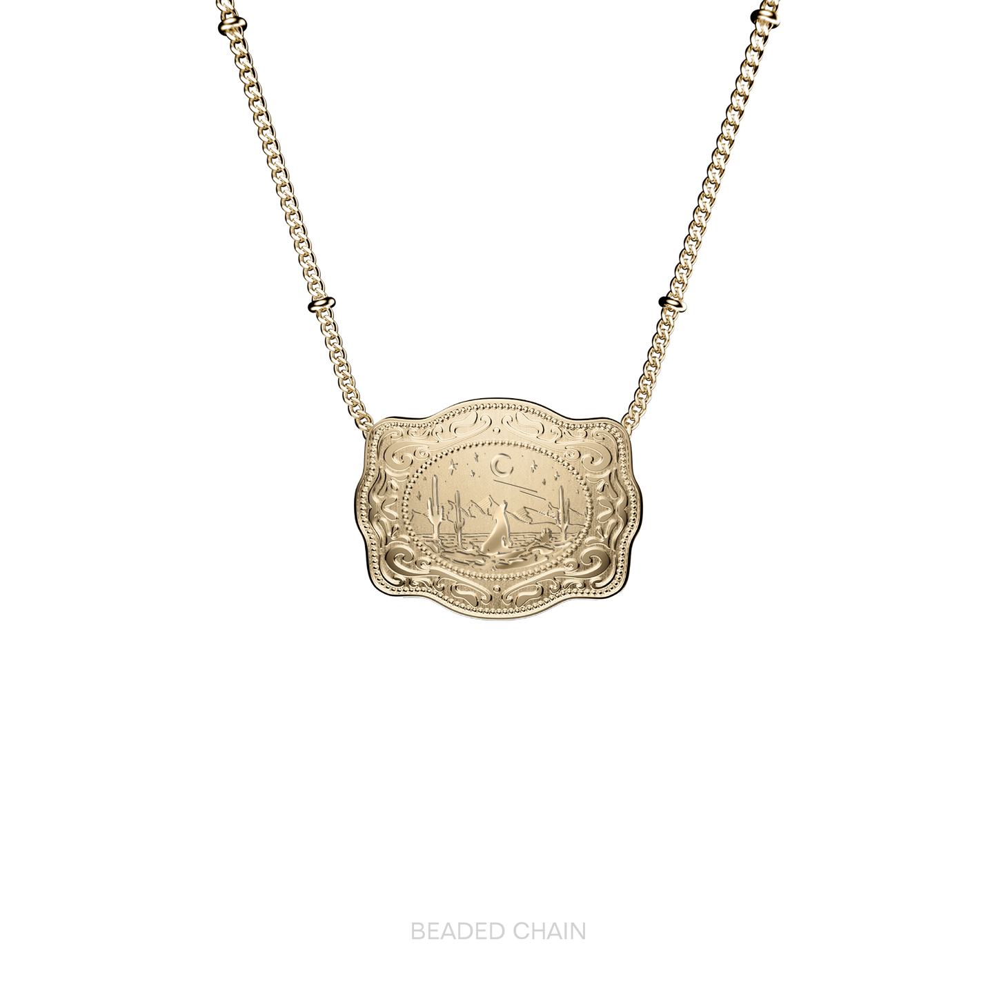 Mini Belt Buckle Necklace (Lone Wolf) - Gold