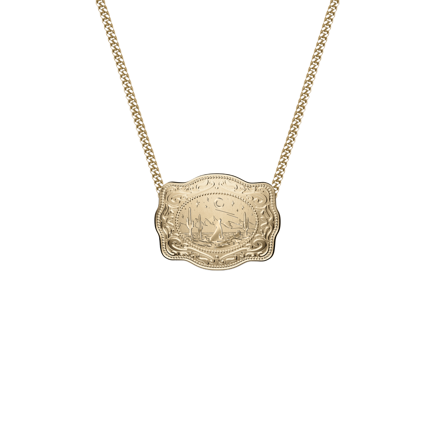 Mini Belt Buckle Necklace (Lone Wolf) - Gold