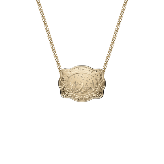 Mini Belt Buckle Necklace (Lone Wolf) - Gold