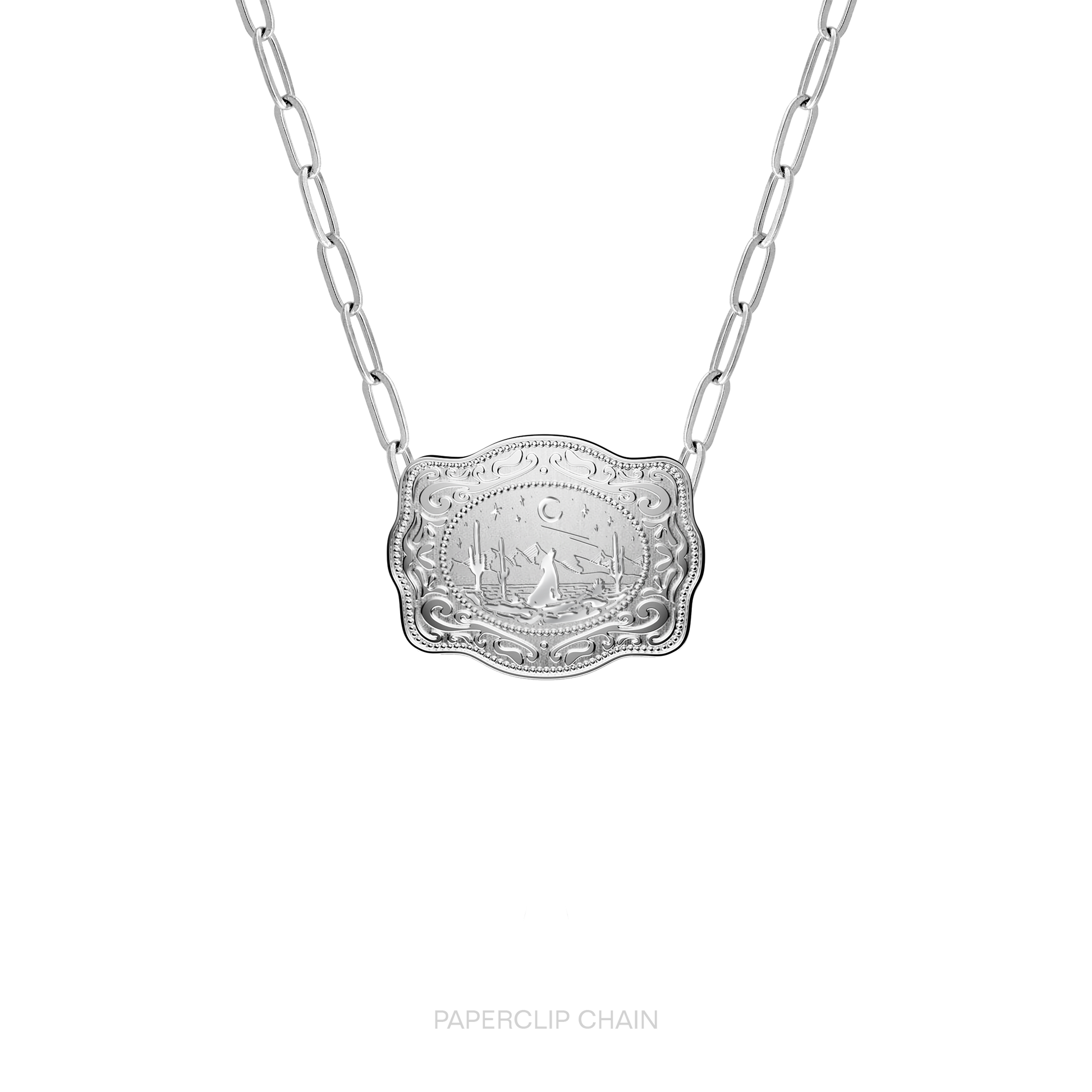 Mini Belt Buckle Necklace Lone Wolf Silver SpurWest