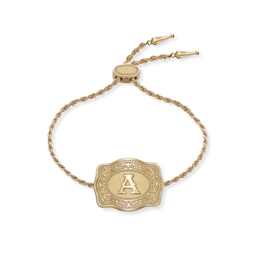 SpurWest Initial Mini Belt Buckle Bracelet Gold