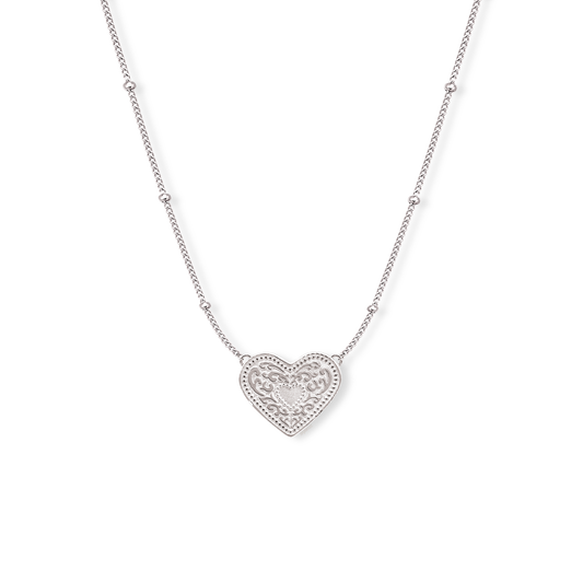 Audrey Heart Necklace - Silver