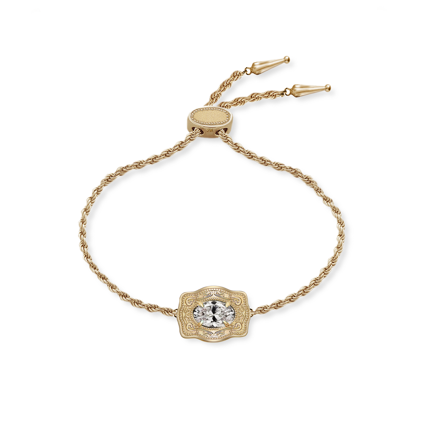 Ultra Mini Belt Buckle Birthstone Bracelet - Gold