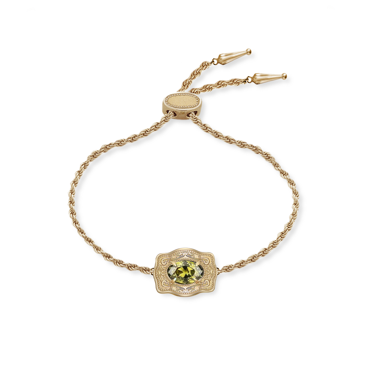 Ultra Mini Belt Buckle Birthstone Bracelet - Gold