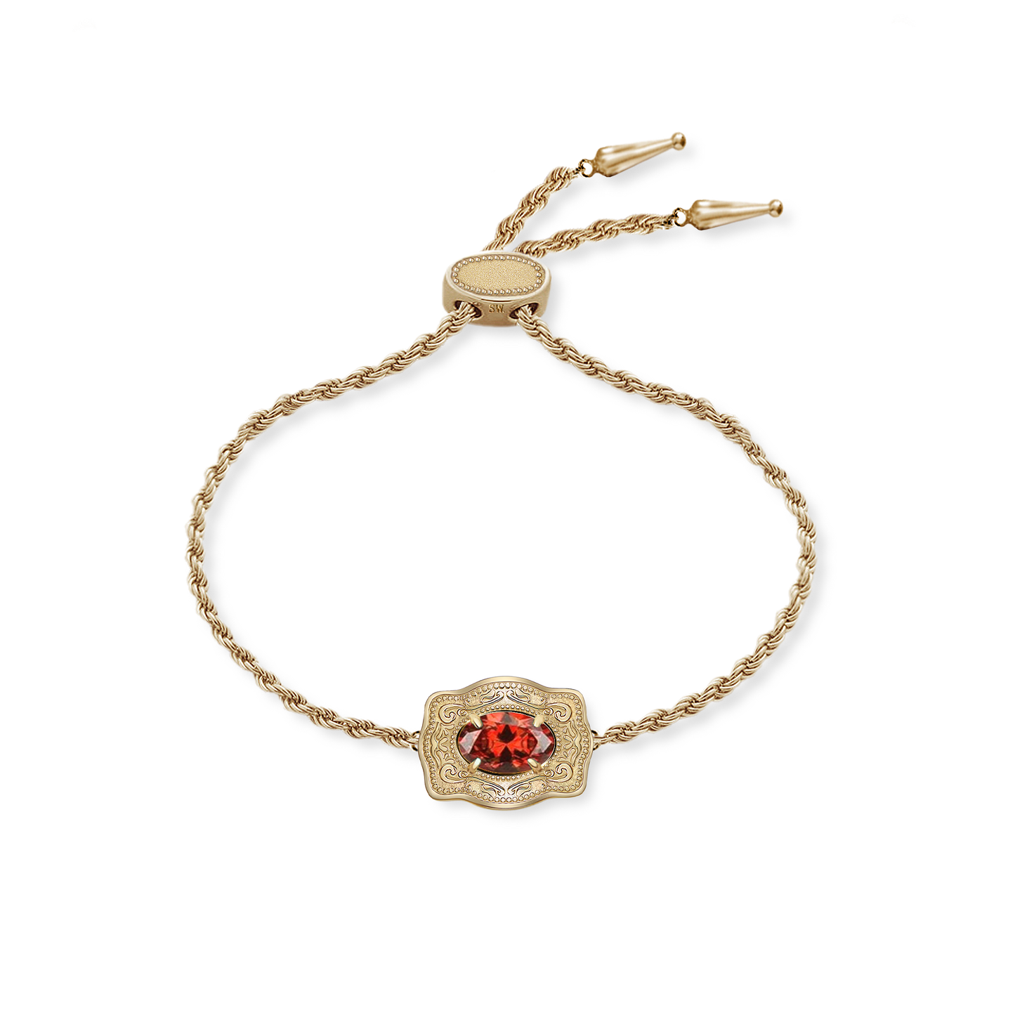 Ultra Mini Belt Buckle Birthstone Bracelet - Gold